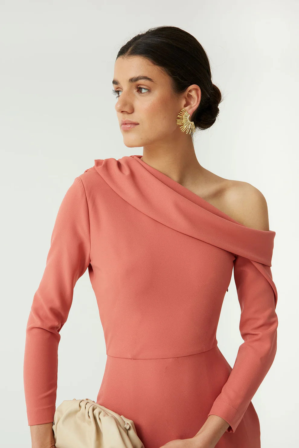 CHRISTINA - MIDI DRESS WITH ASYMMETRIC NECKLINE