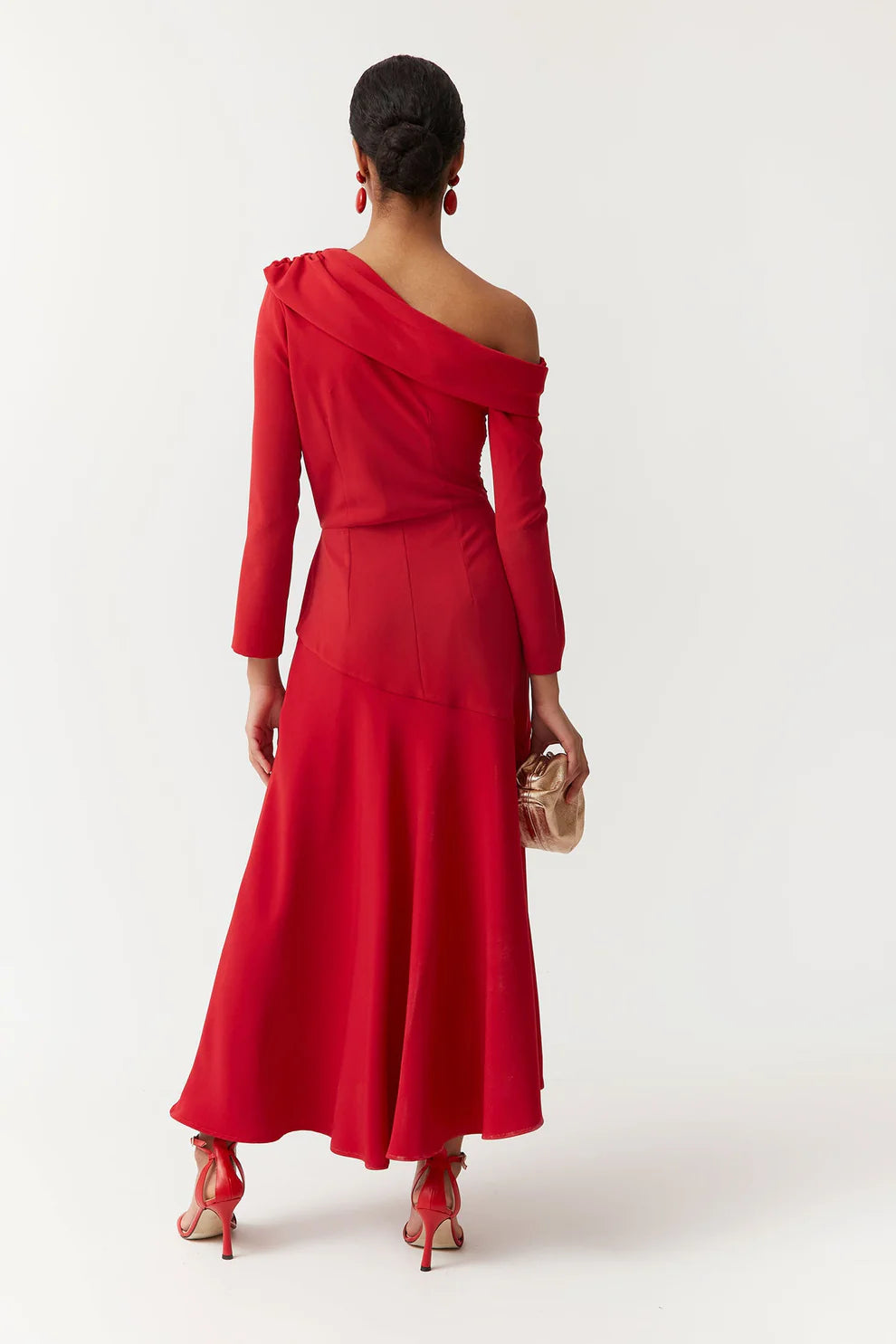 CHRISTINA - MIDI DRESS WITH ASYMMETRIC NECKLINE