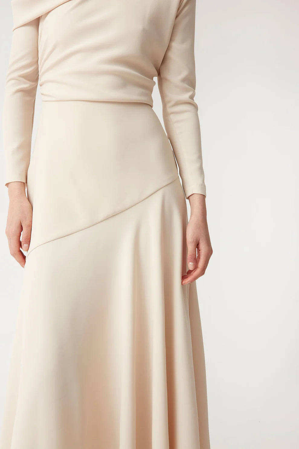 CHRISTINA - MIDI DRESS WITH ASYMMETRIC NECKLINE