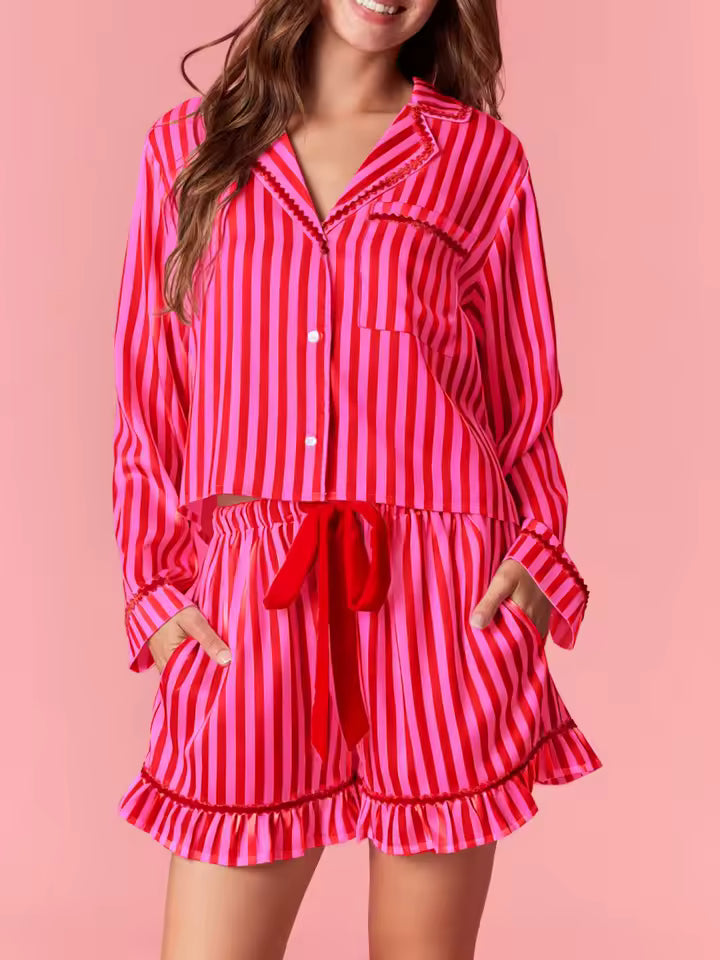 DUNA – PIJAMA CAMISA RAYAS Y SHORT