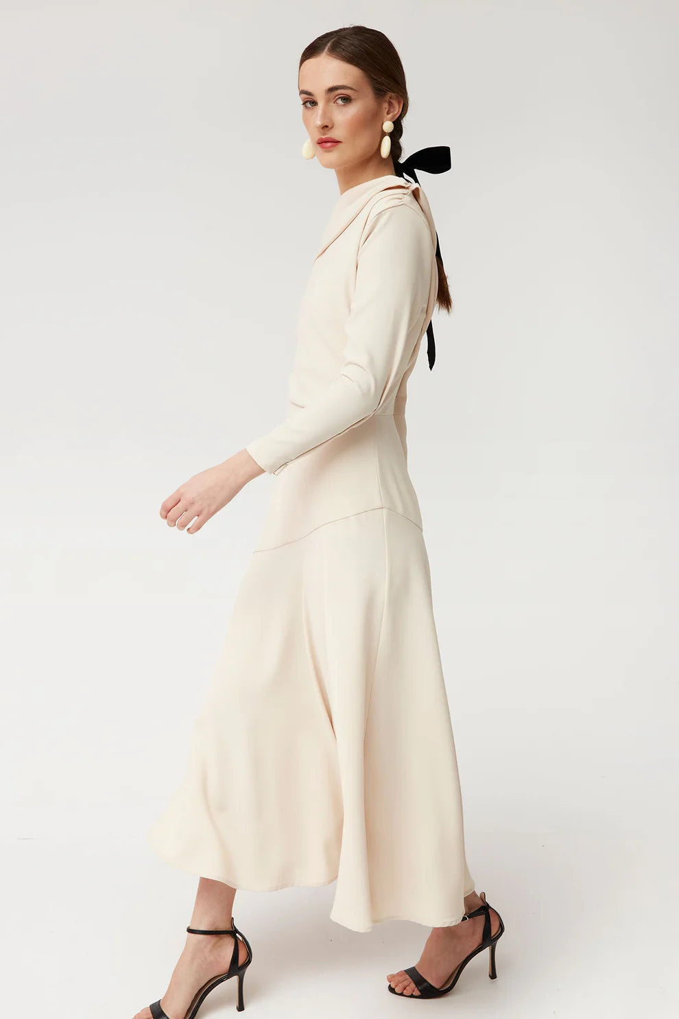 CHRISTINA - MIDI DRESS WITH ASYMMETRIC NECKLINE