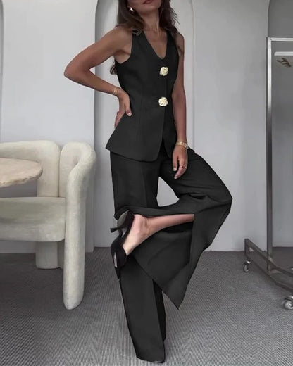 MAIALEN - CONJUNTO CHALECO ENTALLADO Y PANTALÓN