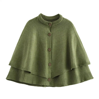 AMAYA - PONCHO DE PUNTO CON BOTONES