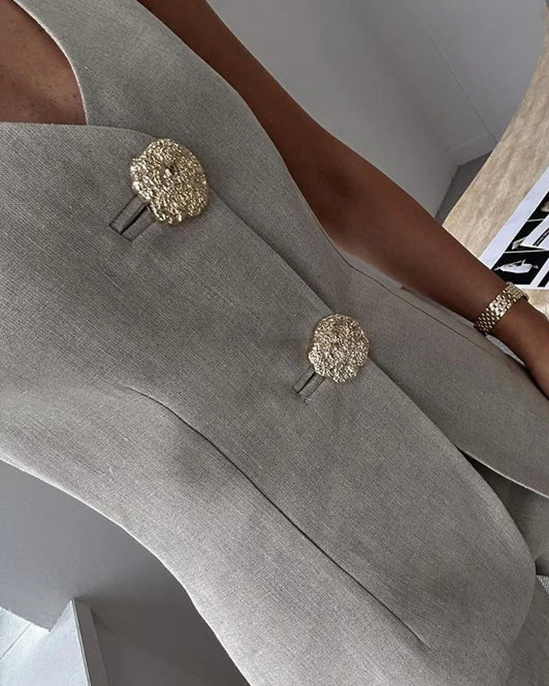 MAIALEN - CONJUNTO CHALECO ENTALLADO Y PANTALÓN