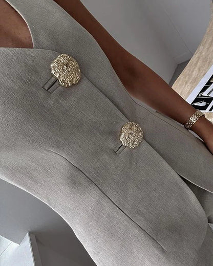 MAIALEN - CONJUNTO CHALECO ENTALLADO Y PANTALÓN