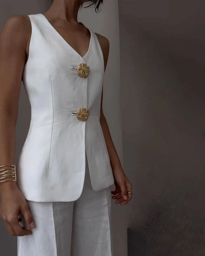 MAIALEN - CONJUNTO CHALECO ENTALLADO Y PANTALÓN