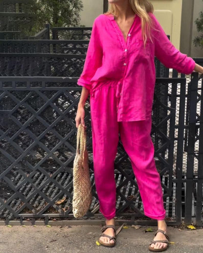 MERCEDES – CONJUNTO CAMISA Y PANTALÓN RECTO