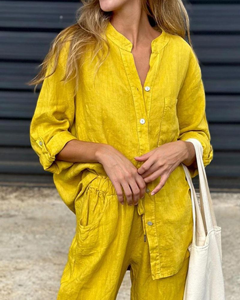 MERCEDES – CONJUNTO CAMISA Y PANTALÓN RECTO