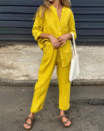 MERCEDES – CONJUNTO CAMISA Y PANTALÓN RECTO