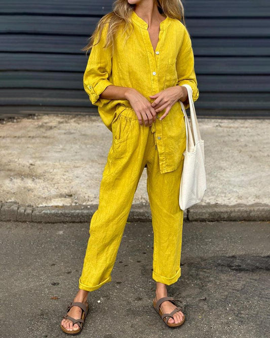 MERCEDES – CONJUNTO CAMISA Y PANTALÓN RECTO