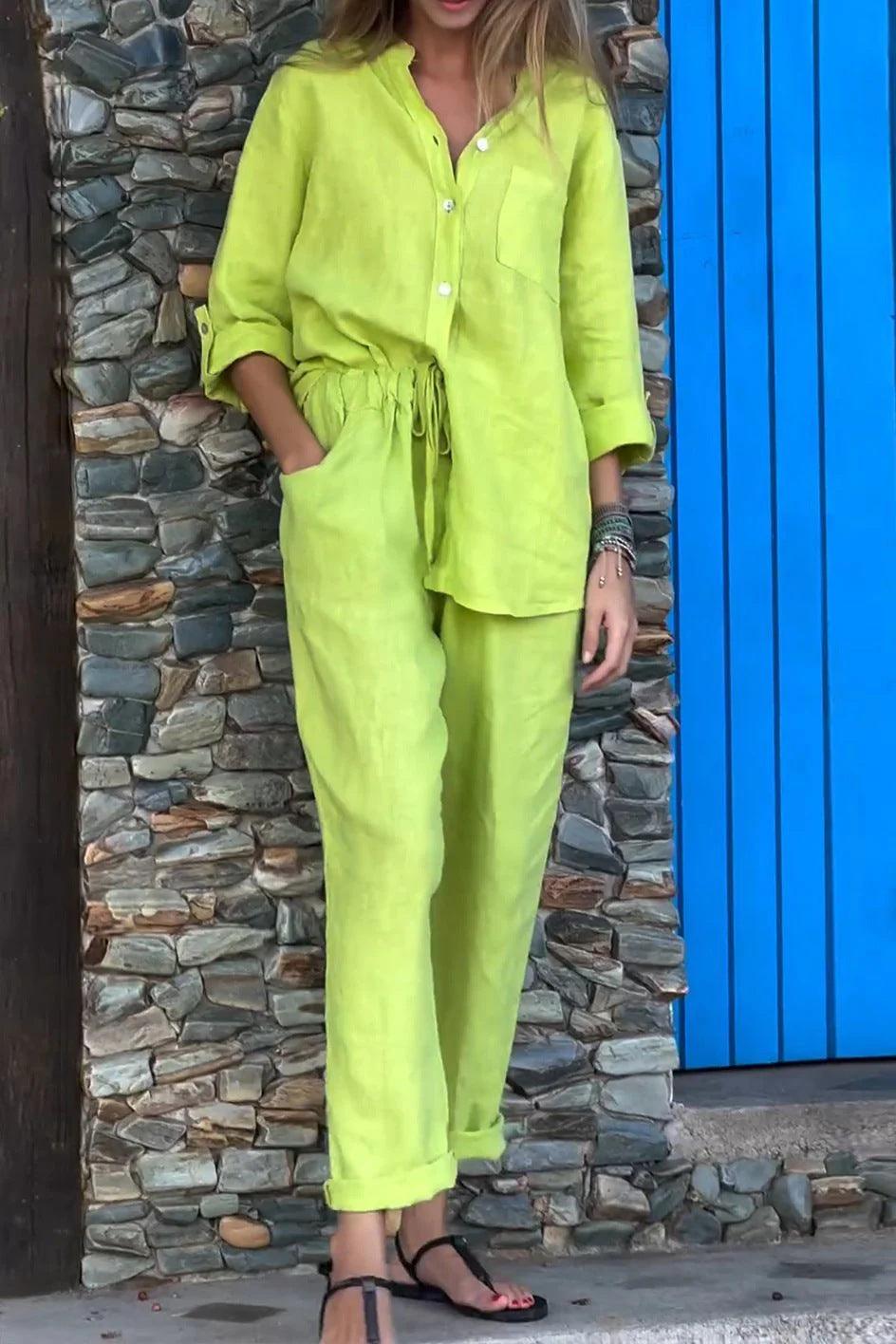 MERCEDES – CONJUNTO CAMISA Y PANTALÓN RECTO