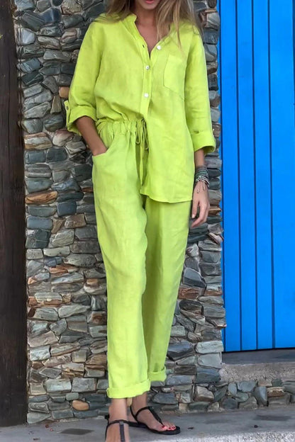 MERCEDES – CONJUNTO CAMISA Y PANTALÓN RECTO
