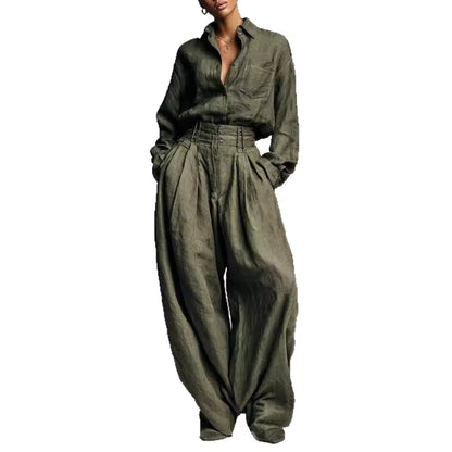 AYLA – CONJUNTO CAMISA Y PANTALÓN RECTO