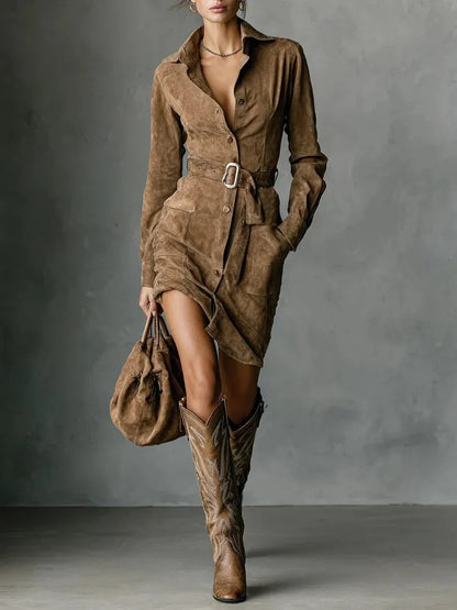 MARINA – VESTIDO CAMISERO DE GAMUZA