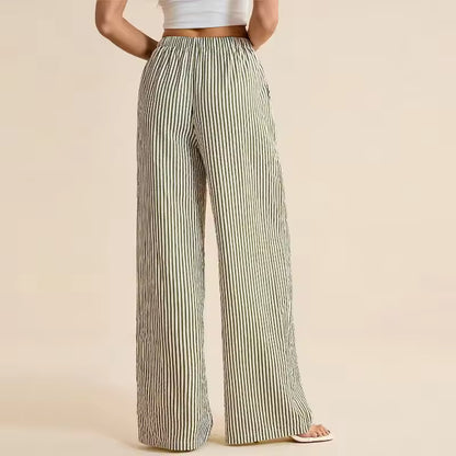 VEGA - PANTALÓN RAYADO DE PIERNA ANCHA