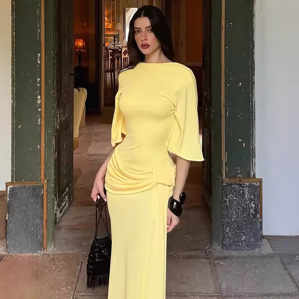 PATRICIA – VESTIDO DRAPEADO ESPALDA DESCUBIERTA