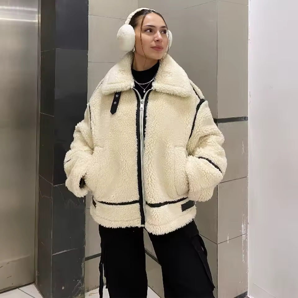 LUNA – CHAQUETA MOTO CUERO Y BORREGUITO