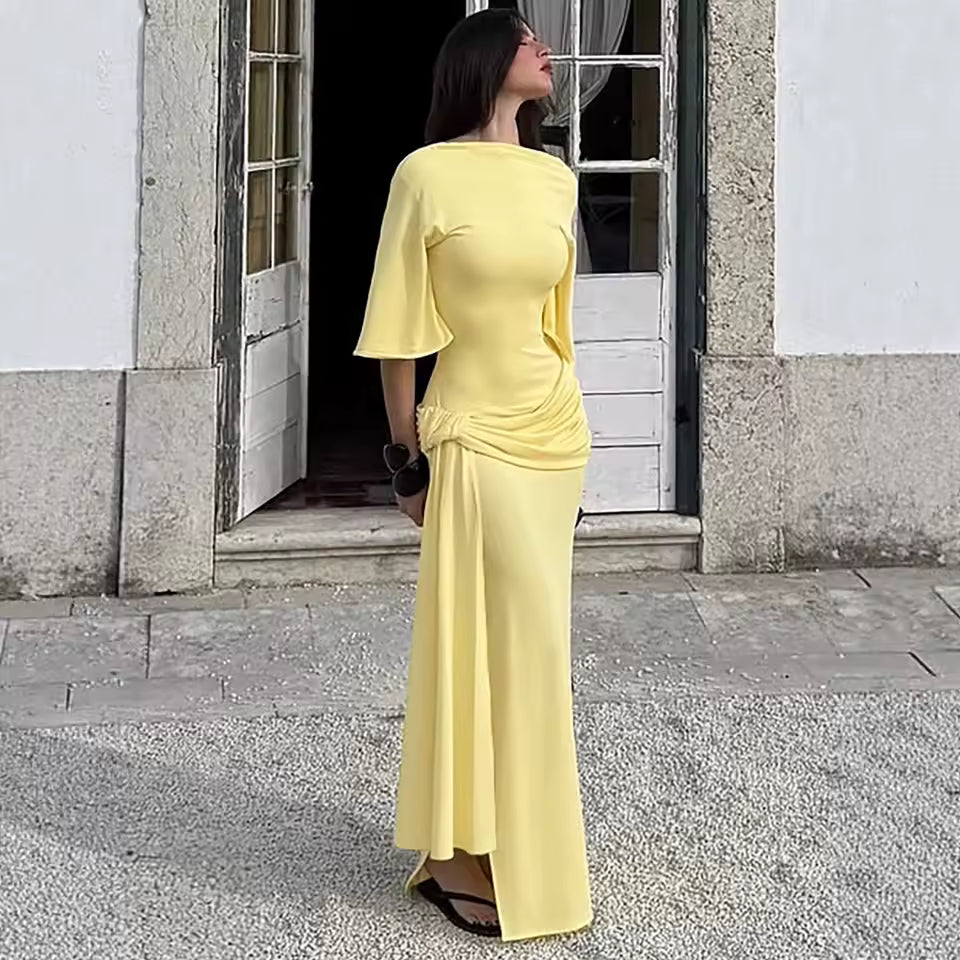 PATRICIA – VESTIDO DRAPEADO ESPALDA DESCUBIERTA