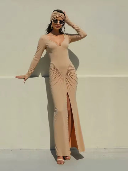 FABIOLA – VESTIDO FRUNCIDO CON ABERTURA