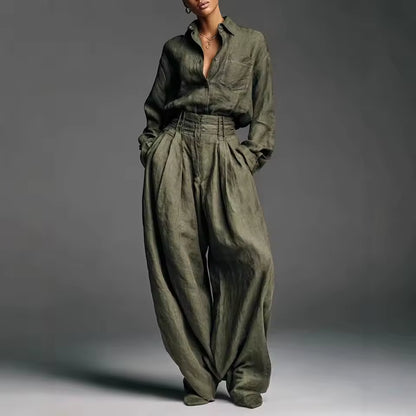 AYLA – CONJUNTO CAMISA Y PANTALÓN RECTO