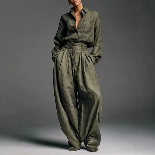 AYLA – CONJUNTO CAMISA Y PANTALÓN RECTO