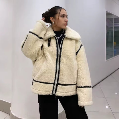 LUNA – CHAQUETA MOTO CUERO Y BORREGUITO