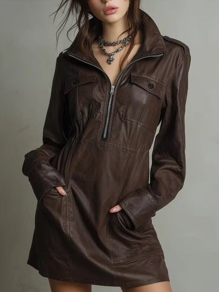 YANIRA – VESTIDO MINI EFECTO CUERO