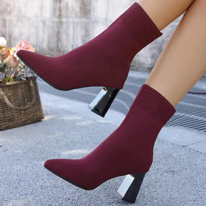 JULIA - BOTAS CALCETÍN MEDIA CAÑA ELÁSTICAS