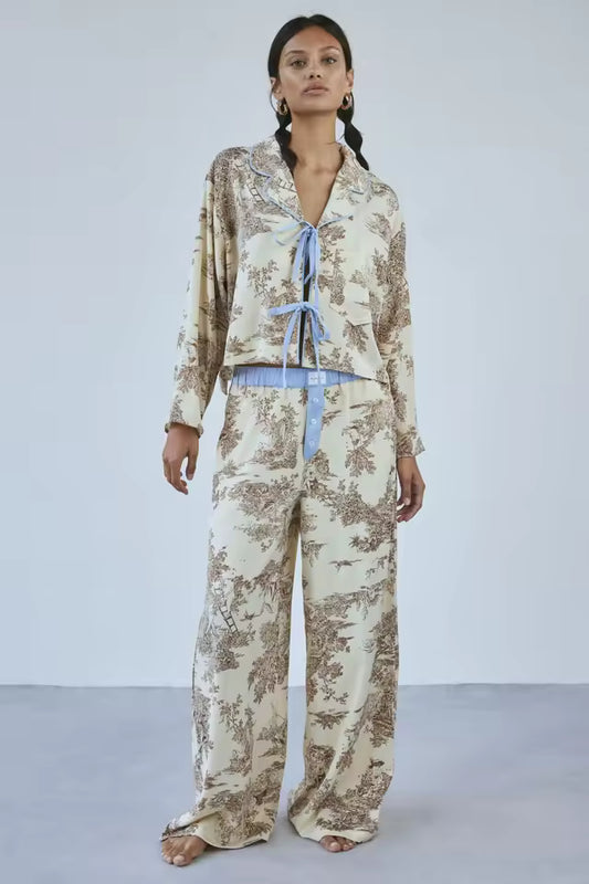 CELIA – PIJAMA CAMISA Y PANTALÓN FLOREADO