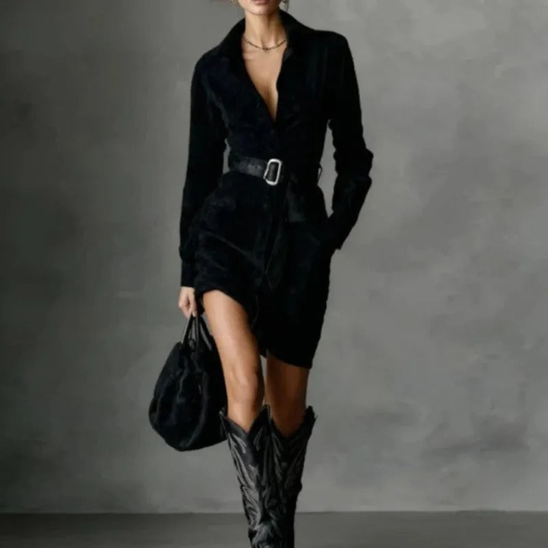 MARINA – VESTIDO CAMISERO DE GAMUZA