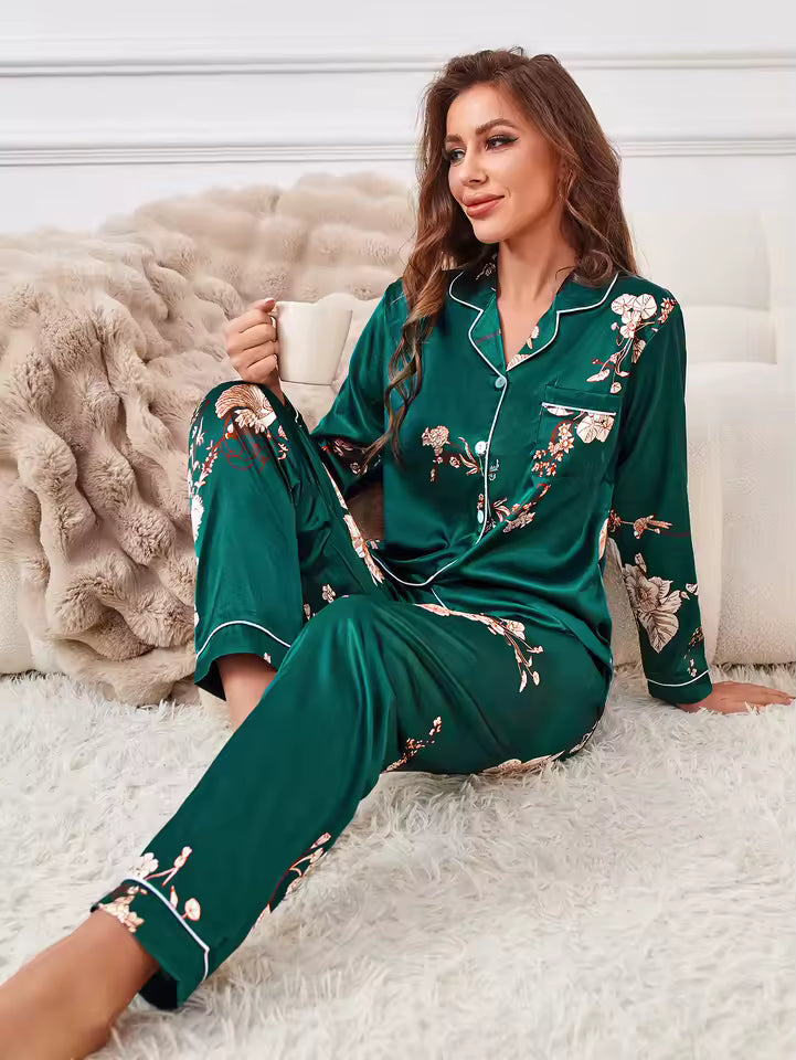 ANDREA – PIJAMA CAMISA FLORAL Y PANTALÓN