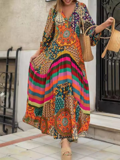 MARIBEL – VESTIDO LARGO BOHO PLISADO