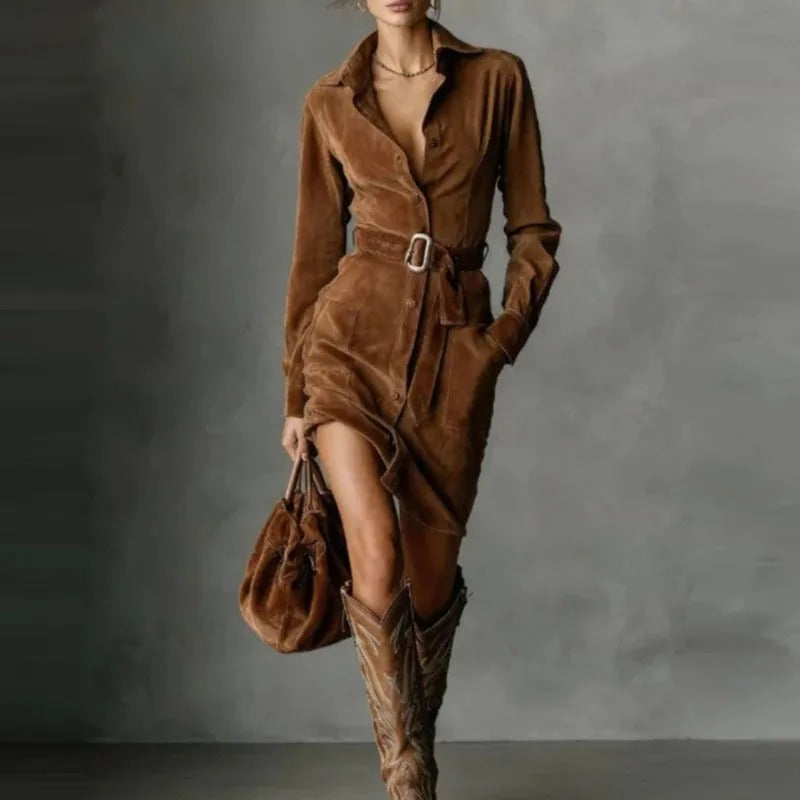 MARINA – VESTIDO CAMISERO DE GAMUZA