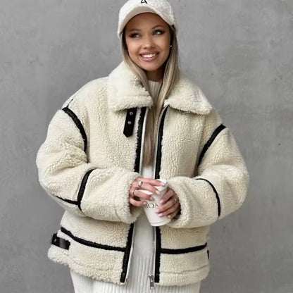 LUNA – CHAQUETA MOTO CUERO Y BORREGUITO