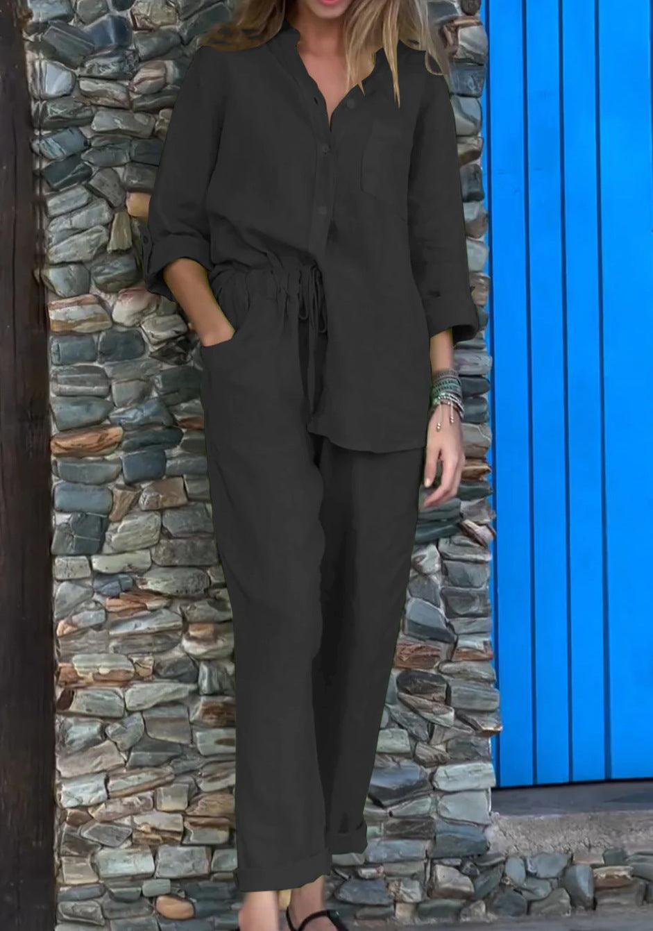 MERCEDES – CONJUNTO CAMISA Y PANTALÓN RECTO