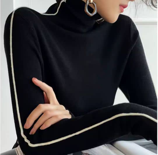 LOLA – JERSEY CUELLO ALTO ENTALLADO LISO