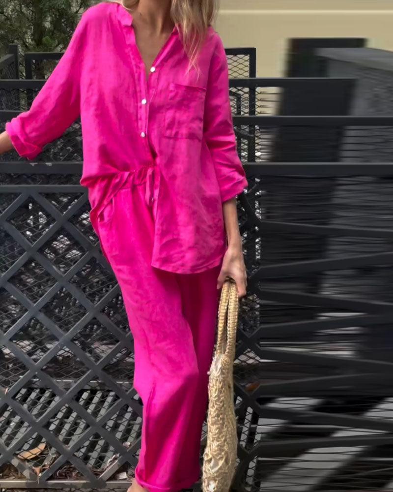 MERCEDES – CONJUNTO CAMISA Y PANTALÓN RECTO