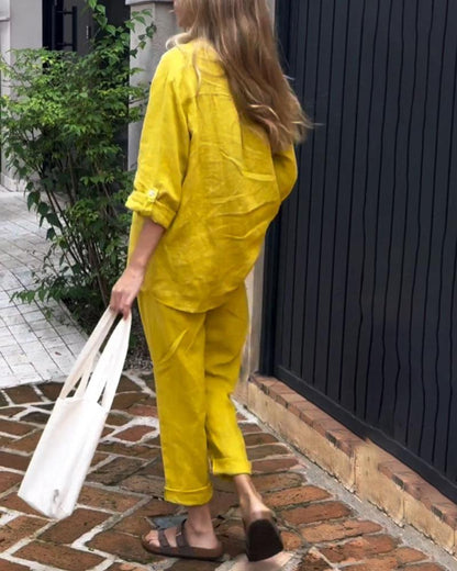 MERCEDES – CONJUNTO CAMISA Y PANTALÓN RECTO