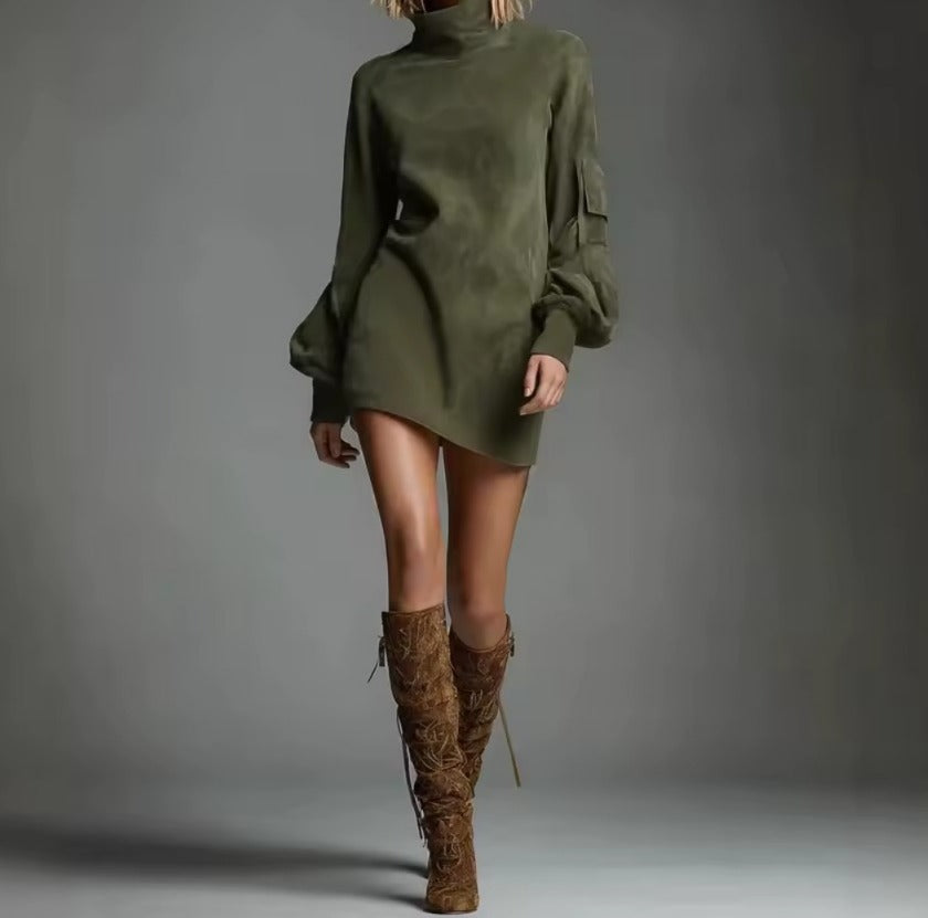 CASSANDRA – VESTIDO CORTO ANTE CUELLO