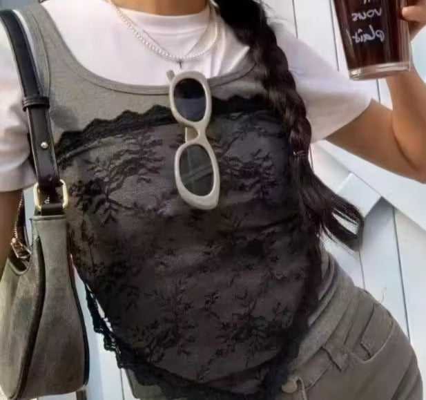 GLORIA - FALDA CORTA ENCAJE CHIFFON