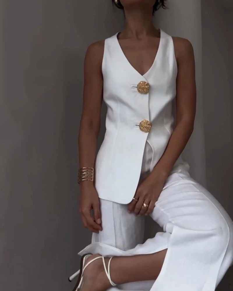 MAIALEN - CONJUNTO CHALECO ENTALLADO Y PANTALÓN