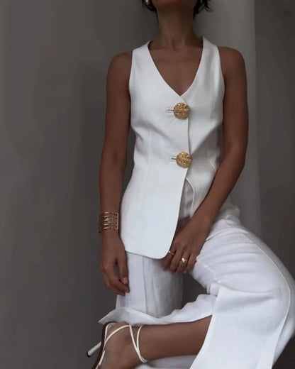 MAIALEN - CONJUNTO CHALECO ENTALLADO Y PANTALÓN