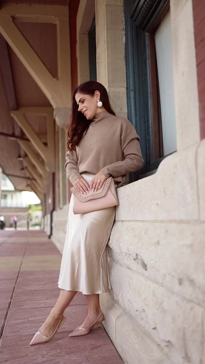 CARMELA – FALDA MIDI SATINADA FLUIDA