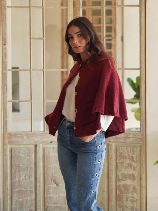 AMAYA - PONCHO DE PUNTO CON BOTONES