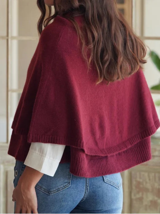 AMAYA - PONCHO DE PUNTO CON BOTONES