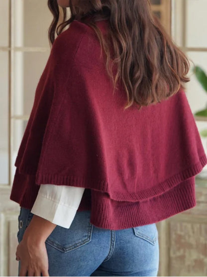 AMAYA - PONCHO DE PUNTO CON BOTONES